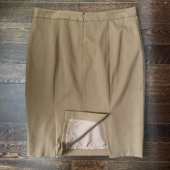 Classic Pink Tartan Beige Tan Pencil Skirt Wool Blend-Sz. 10 - Picture 2 of 5